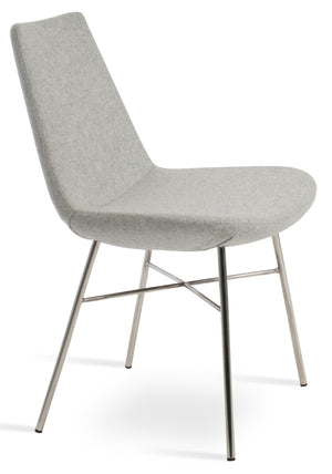 Soho Concept Eiffel Cross Chair - Stylish Dining Chair In Camira Blazer Wool, 10-year Guarantee, Black & Red Silver  Soho-concept-dining-chair-03340