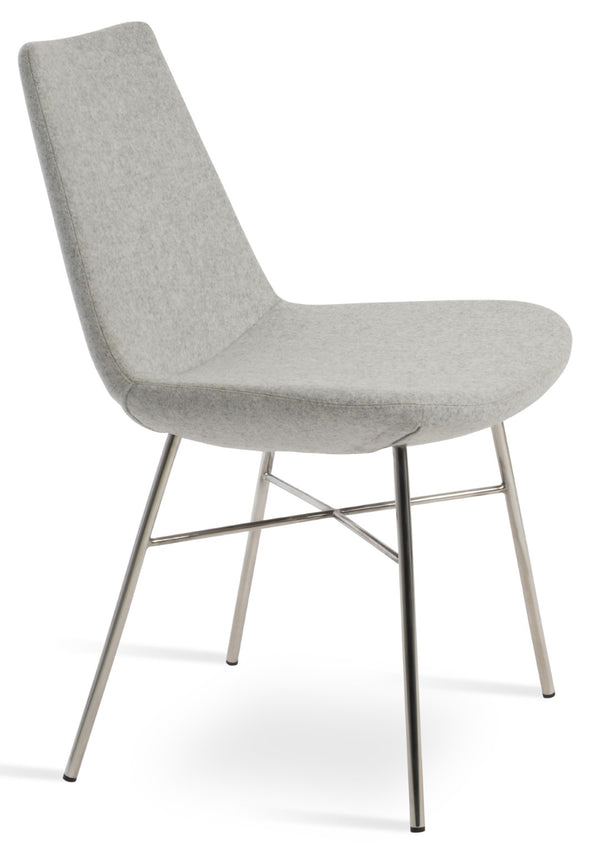 Soho Concept Eiffel Cross Chair - Stylish Dining Chair In Camira Blazer Wool, 10-year Guarantee, Black & Red Silver  Soho-concept-dining-chair-03340
