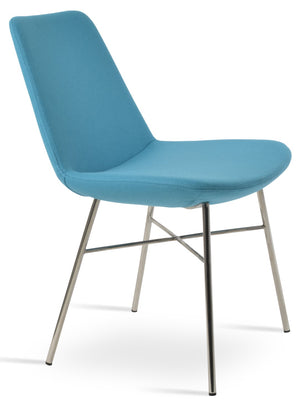 Soho Concept Eiffel Cross Chair - Stylish Dining Chair In Camira Blazer Wool, 10-year Guarantee, Black & Red Turquoise  Soho-concept-dining-chair-03342