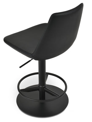 Soho Concept Eiffel Adjustable Arm Piston Stool With Full Footrest - Stylish Leatherette & Brushed Steel Design Black  Soho-concept-dining-chair-08329