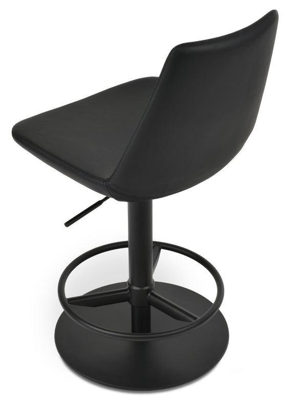 Soho Concept Eiffel Adjustable Arm Piston Stool With Full Footrest - Stylish Leatherette & Brushed Steel Design Black  Soho-concept-dining-chair-08329