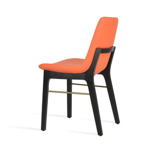 Soho Concept Eiffel Wood Chair - Stylish Dining Seating With Durable Leatherette, Brass Stretchers & 2-year Guarantee Orange,Ash,Brass  Soho-concept-dining-chair-03358