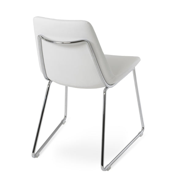 Soho Concept Eiffel Handle Back Dining Chair - Stylish, Durable Leatherette With 2-year Guarantee, 350 Lbs Capacity White,Chrome  Soho-concept-dining-chair-03364