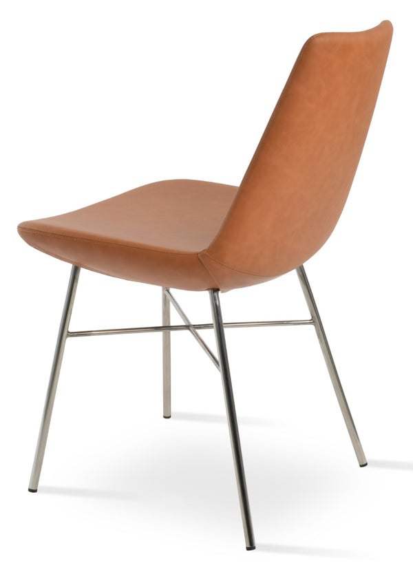 Soho Concept Eiffel Cross Chair Dining Chair - Premium Leatherette, 2-year Guarantee, Stylish Comfort & Durability Steel Polished Tube  Soho-concept-dining-chair-03366