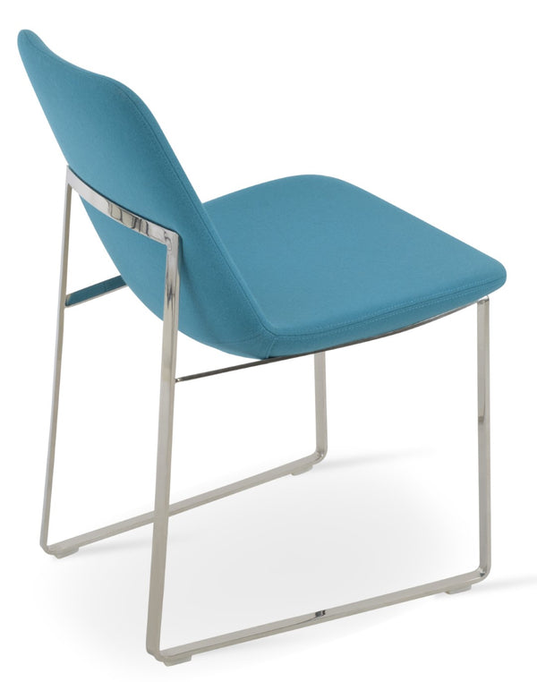 Soho Concept Eiffel Sled Chair With Camira Blazer Wool Fabric - Stylish Dining Chair, 10-year Guarantee, Premium Quality Chrome,Turquoise  Soho-concept-dining-chair-03380