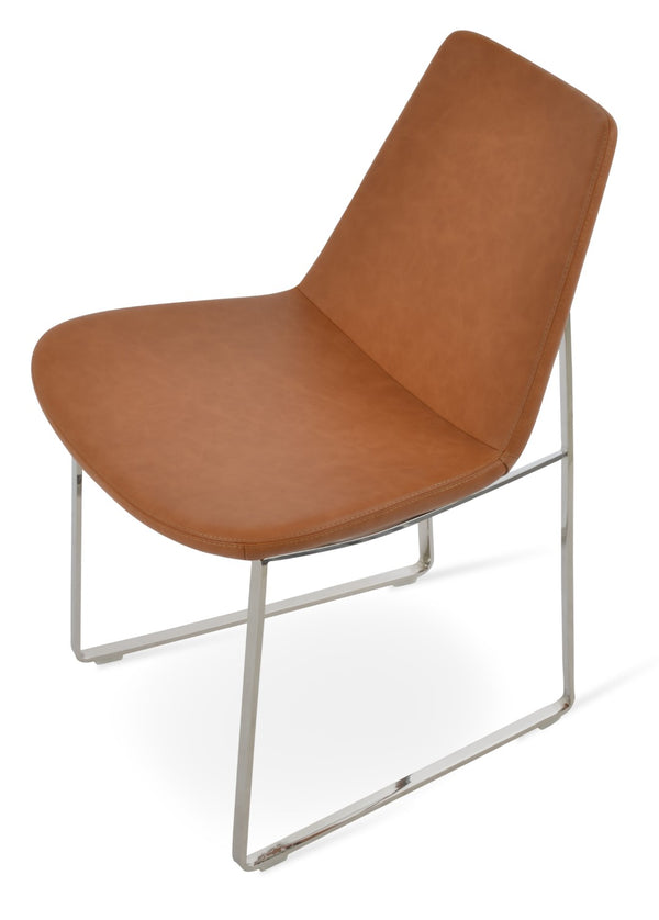 Soho Concept Eiffel Sled Chair - Stylish Soft Leatherette, Polished Base, 2-year Warranty, 350 Lbs Capacity, Turkiye Chrome  Soho-concept-dining-chair-03381