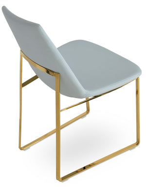 Soho Concept Eiffel Sled Chair: Stylish Dining Chair With Premium Fabric Options & Elegant Gold/Brass Finishes Gold,Blue  Soho-concept-dining-chair-03400