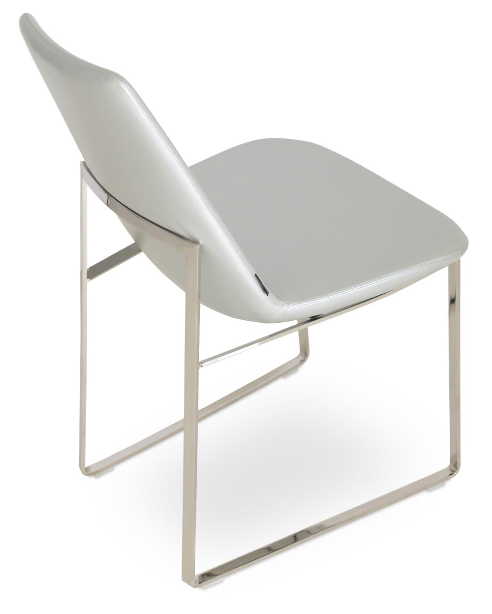 Soho Concept Eiffel Sled Chair - Stylish Soft Leatherette, Polished Base, 2-year Warranty, 350 Lbs Capacity, Turkiye Silver  Soho-concept-dining-chair-03401