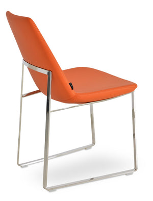 Soho Concept Eiffel Sled Chair - Stylish Soft Leatherette, Polished Base, 2-year Warranty, 350 Lbs Capacity, Turkiye Orange  Soho-concept-dining-chair-03403