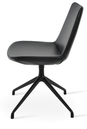 Soho Concept Eiffel Spider Swivel Chair In Camira Boucle & Genuine Leather - 10-year Guarantee, Stylish Comfort! Black  Soho-concept-dining-chair-03422