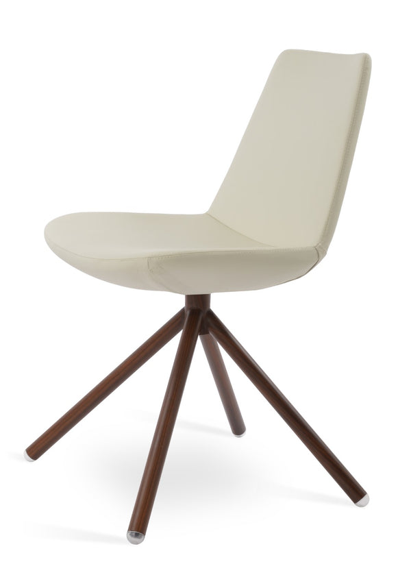 Soho Concept Eiffel Stick Swivel Chair - Elegant Leatherette Dining Chair With Soft Walnut Finish & 2-year Guarantee Walnut,Cream  Soho-concept-dining-chair-03475