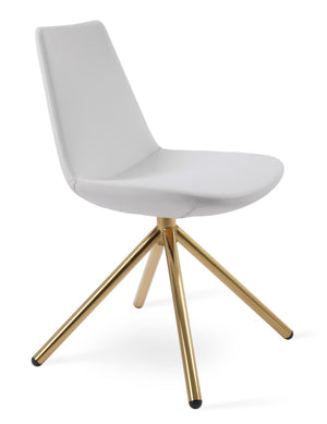 Soho Concept Eiffel Stick Swivel Chair - Elegant Leatherette Dining Chair With Soft Walnut Finish & 2-year Guarantee Gold,White  Soho-concept-dining-chair-03494