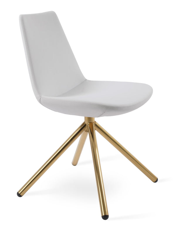 Soho Concept Eiffel Stick Swivel Chair - Elegant Leatherette Dining Chair With Soft Walnut Finish & 2-year Guarantee Gold,White  Soho-concept-dining-chair-03494