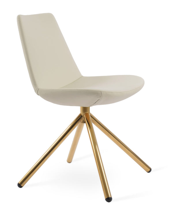 Soho Concept Eiffel Stick Swivel Chair - Elegant Leatherette Dining Chair With Soft Walnut Finish & 2-year Guarantee Gold,Cream  Soho-concept-dining-chair-03492