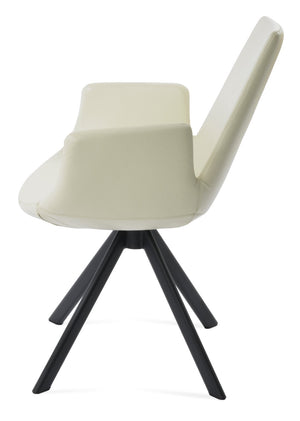 Soho Concept Eiffel Sword Swivel Dining Chair – Premium Leatherette, Stylish Designs, 2-year Guarantee, 300 Lbs Capacity Black,Cream  Soho-concept-dining-chair-03509