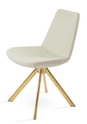 Soho Concept Eiffel Sword Swivel Dining Chair – Premium Leatherette, Stylish Designs, 2-year Guarantee, 300 Lbs Capacity Gold,Cream  Soho-concept-dining-chair-03525