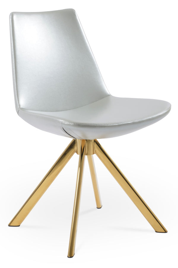 Soho Concept Eiffel Sword Swivel Dining Chair – Premium Leatherette, Stylish Designs, 2-year Guarantee, 300 Lbs Capacity Gold,Silver  Soho-concept-dining-chair-03528