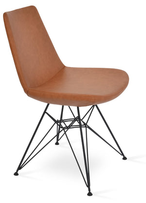 Soho Concept Eiffel Tower Armchair Dining Chair - Stylish Soft Leatherette, Chrome Base, 2-year Guarantee, Black Black  Soho-concept-dining-chair-03577