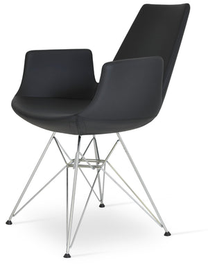 Soho Concept Eiffel Tower Chair - Modern Leatherette Dining Chair With Chrome Base, 2-year Guarantee & Vibrant Finishes Black,Chrome  Soho-concept-dining-chair-03576