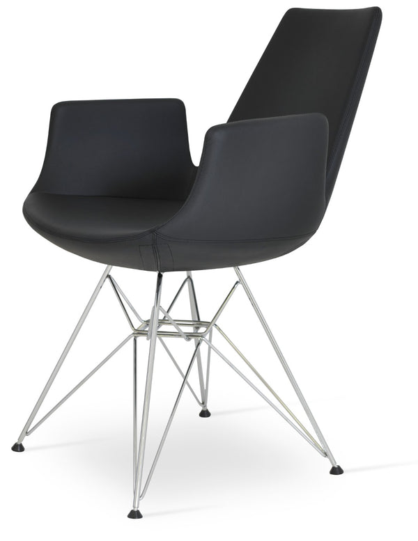 Soho Concept Eiffel Tower Chair - Modern Leatherette Dining Chair With Chrome Base, 2-year Guarantee & Vibrant Finishes Black,Chrome  Soho-concept-dining-chair-03576