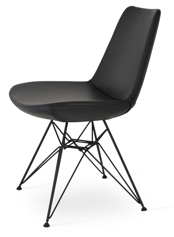 Soho Concept Eiffel Tower Armchair Dining Chair - Stylish Soft Leatherette, Chrome Base, 2-year Guarantee, Black Black  Soho-concept-dining-chair-03558
