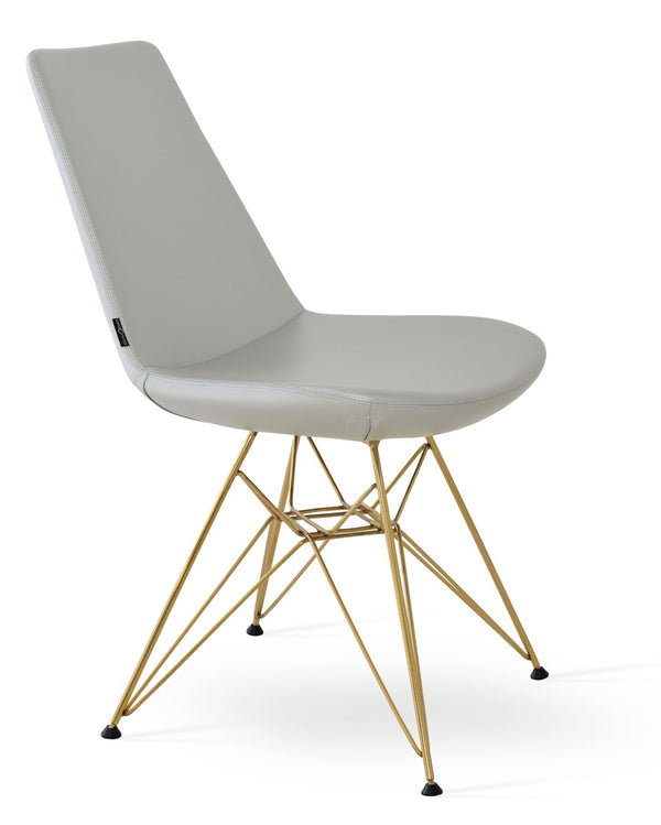 Soho Concept Eiffel Tower Chair - Modern Leatherette Dining Chair With Chrome Base, 2-year Guarantee & Vibrant Finishes Gold,Cream  Soho-concept-dining-chair-03571