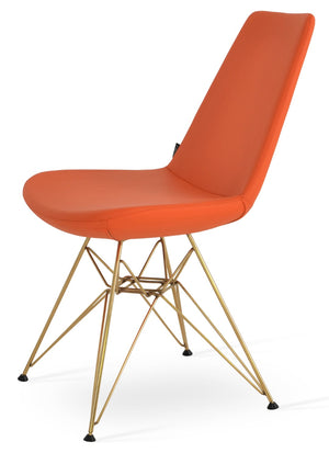 Soho Concept Eiffel Tower Chair - Modern Leatherette Dining Chair With Chrome Base, 2-year Guarantee & Vibrant Finishes Gold,Orange  Soho-concept-dining-chair-03570
