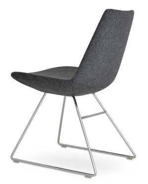 Soho Concept Eiffel Wire Chair With Premium Camira Blazer Wool - 10-year Guarantee, Modern Chrome Base, Red Chrome,Dark Grey  Soho-concept-dining-chair-03597