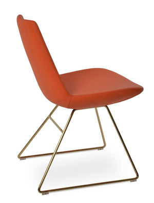 Soho Concept Eiffel Wire Chair - Luxe Upholstered Dining Chair In Boucle, Velvet & Nubuck With 10-year Guarantee Gold,Orange  Soho-concept-dining-chair-03589