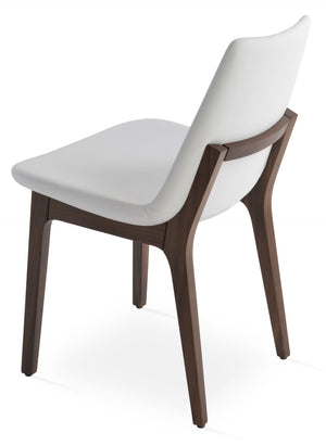 Soho Concept Eiffel Wood Chair - Modern Dining Chair With White Upholstery, Walnut Finish, 5-year Guarantee Walnut,White  Soho-concept-dining-chair-03657