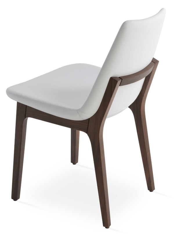 Soho Concept Eiffel Wood Chair - Modern Dining Chair With White Upholstery, Walnut Finish, 5-year Guarantee Walnut,White  Soho-concept-dining-chair-03657