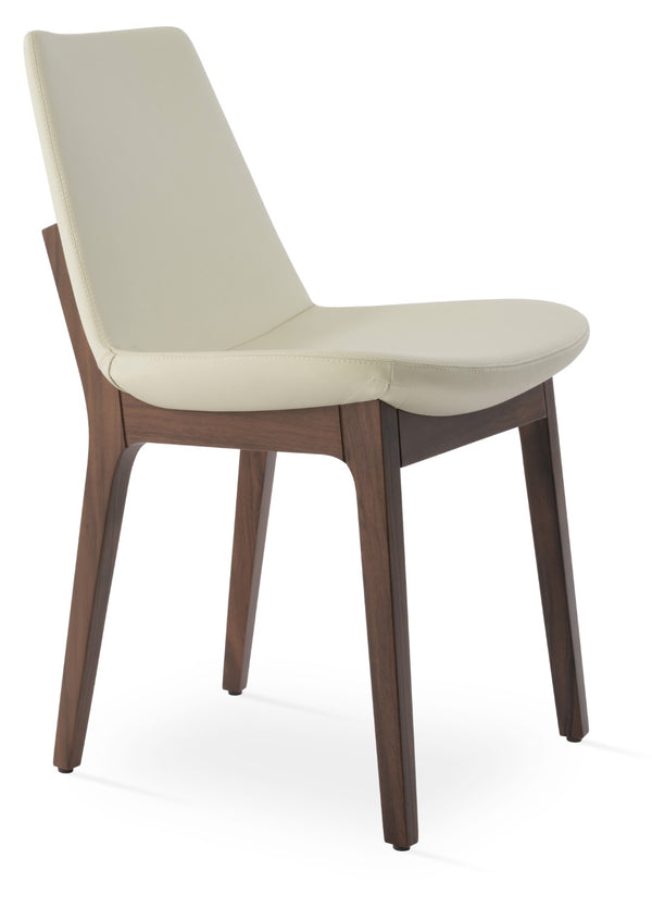 Soho Concept Eiffel Wood Chair - Elegant Dining Seat With Premium Boucle, Velvet, Nubuck Fabrics & 10-year Guarantee Walnut,Cream  Soho-concept-dining-chair-03651