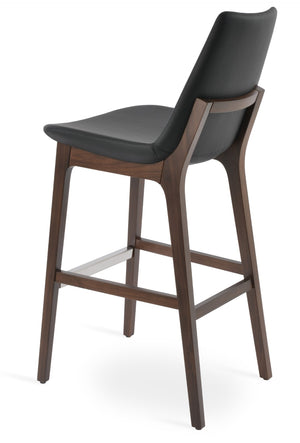 Soho Concept Eiffel Wood Barstools & Counterstools With Luxurious Fabrics, Brass Footrests & 10-year Guarantee Walnut,Black  Soho-concept-dining-chair-08381