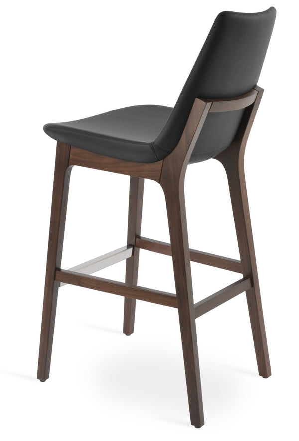 Soho Concept Eiffel Wood Barstools & Counterstools With Luxurious Fabrics, Brass Footrests & 10-year Guarantee Walnut,Black  Soho-concept-dining-chair-08381