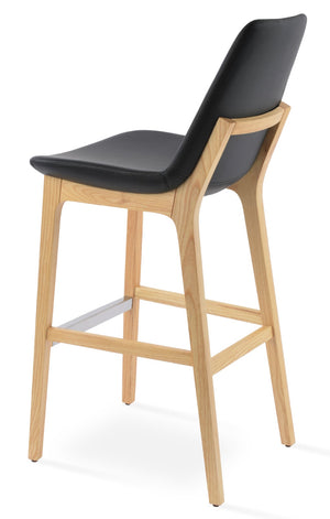 Soho Concept Eiffel Wood Barstools & Counterstools - Stylish Leatherette Seats, Brass Footrests, 2-year Warranty Ash,Black  Soho-concept-dining-chair-08385