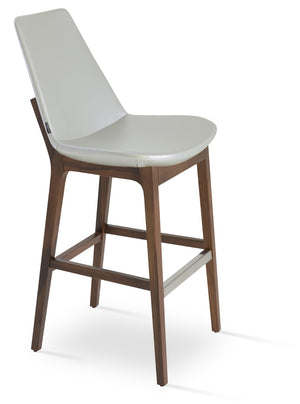Soho Concept Eiffel Wood Barstools & Counterstools With Luxurious Fabrics, Brass Footrests & 10-year Guarantee Walnut,Silver  Soho-concept-dining-chair-08386