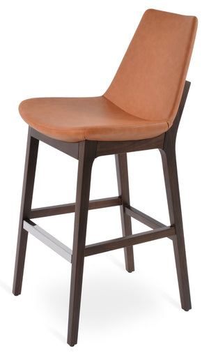 Soho Concept Eiffel Wood Barstools & Counterstools With Luxurious Fabrics, Brass Footrests & 10-year Guarantee Walnut  Soho-concept-dining-chair-08376