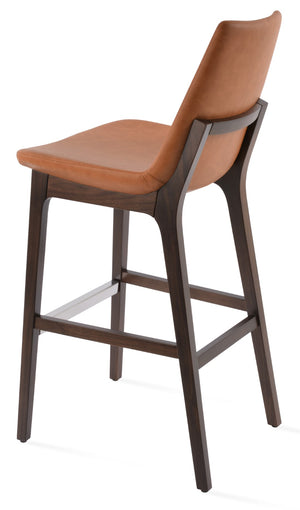 Soho Concept Eiffel Wood Barstools & Counterstools With Luxurious Fabrics, Brass Footrests & 10-year Guarantee Walnut  Soho-concept-dining-chair-06796