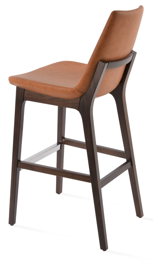 Soho Concept Eiffel Wood Barstools & Counterstools With Luxurious Fabrics, Brass Footrests & 10-year Guarantee Walnut  Soho-concept-dining-chair-06796