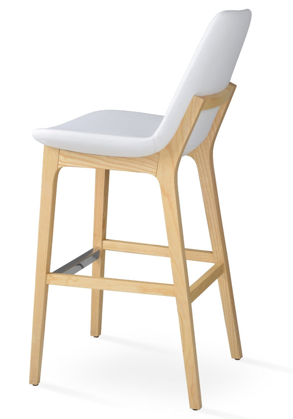 Soho Concept Eiffel Wood Barstools & Counterstools - Stylish Leatherette Seats, Brass Footrests, 2-year Warranty Ash,Natural,White  Soho-concept-dining-chair-08367