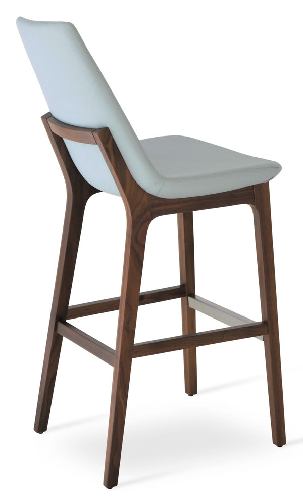 Soho Concept Eiffel Wood Barstools & Counterstools With Luxurious Fabrics, Brass Footrests & 10-year Guarantee Walnut  Soho-concept-dining-chair-08371