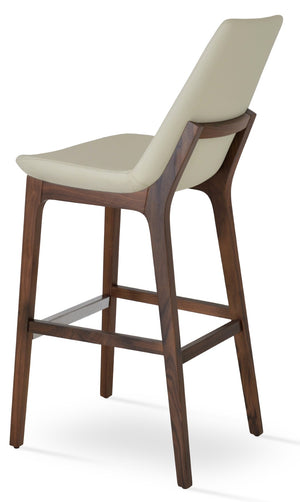 Soho Concept Eiffel Wood Barstools & Counterstools With Luxurious Fabrics, Brass Footrests & 10-year Guarantee Walnut,Cream  Soho-concept-dining-chair-08370