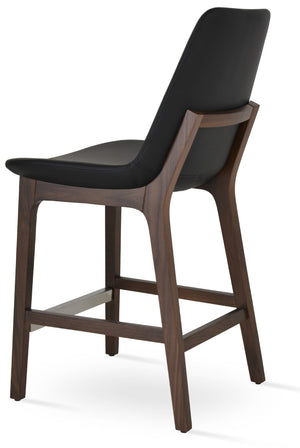 Soho Concept Eiffel Wood Barstools & Counterstools - Stylish Leatherette Seats, Brass Footrests, 2-year Warranty Walnut,Black  Soho-concept-dining-chair-06806