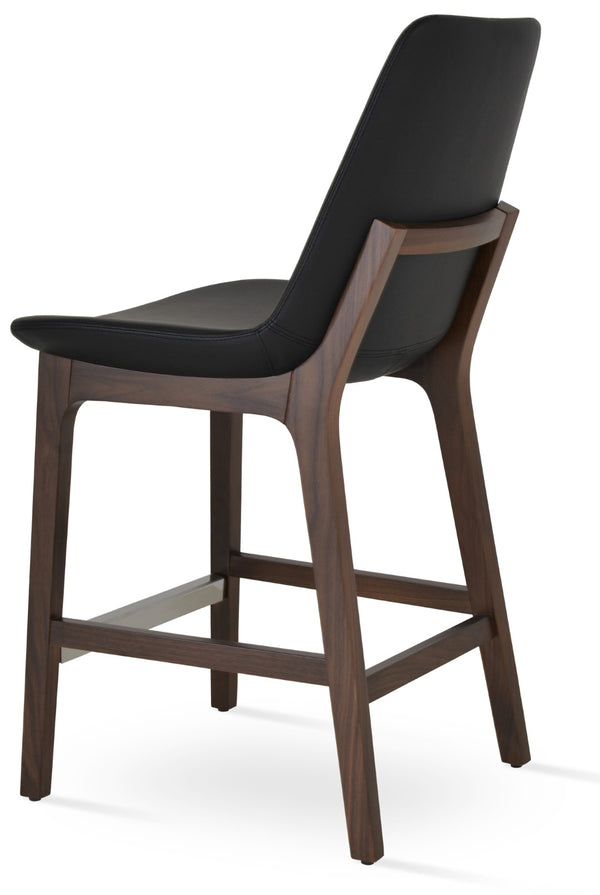 Soho Concept Eiffel Wood Barstools & Counterstools - Stylish Leatherette Seats, Brass Footrests, 2-year Warranty Walnut,Black  Soho-concept-dining-chair-06806