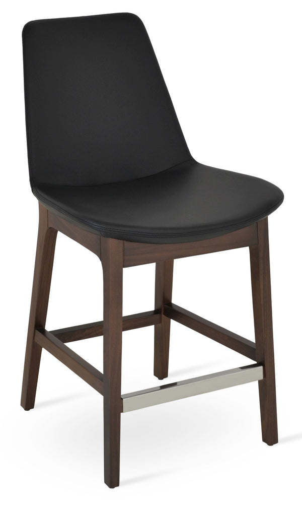 Soho Concept Eiffel Wood Barstools & Counterstools - Stylish Leatherette Seats, Brass Footrests, 2-year Warranty Walnut,Black  Soho-concept-dining-chair-08403