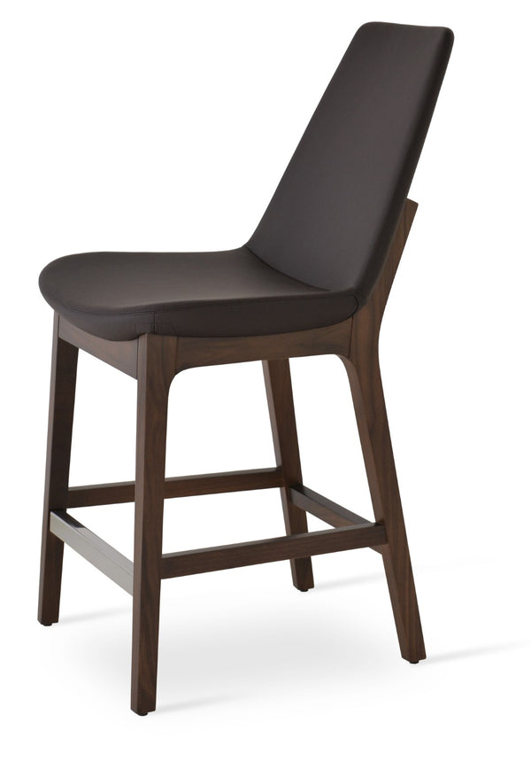 Soho Concept Eiffel Wood Barstools & Counterstools With Luxurious Fabrics, Brass Footrests & 10-year Guarantee Walnut,Brown  Soho-concept-dining-chair-08402