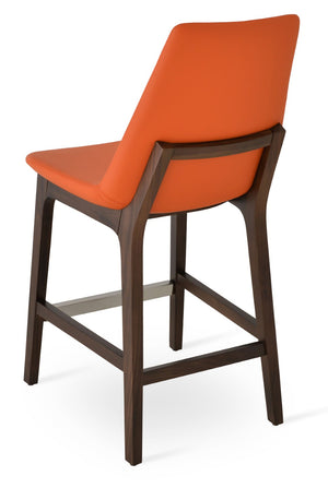 Soho Concept Eiffel Wood Barstools & Counterstools With Luxurious Fabrics, Brass Footrests & 10-year Guarantee Walnut,Orange  Soho-concept-dining-chair-08401
