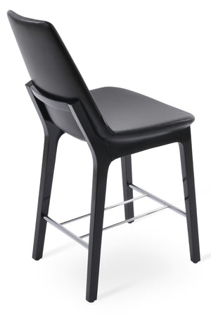 Soho Concept Eiffel Wood Barstools & Counterstools In Camira Yoredale Boucle Fabric - 10-year Guarantee, Leather Black  Soho-concept-dining-chair-06802