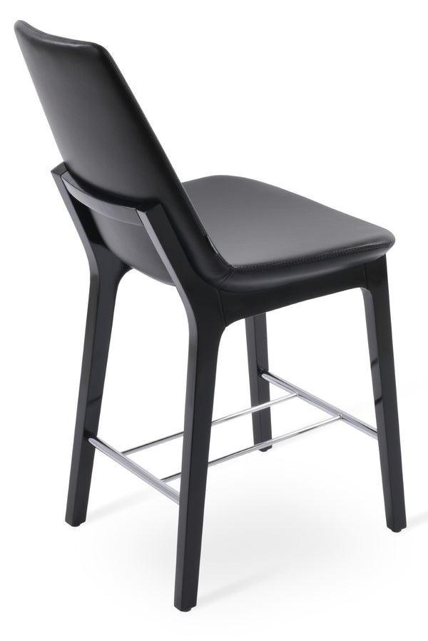 Soho Concept Eiffel Wood Barstools & Counterstools In Camira Yoredale Boucle Fabric - 10-year Guarantee, Leather Black  Soho-concept-dining-chair-06802