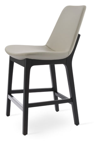 Soho Concept Eiffel Wood Barstools & Counterstools - Stylish Leatherette Seats, Brass Footrests, 2-year Warranty Light Grey  Soho-concept-dining-chair-08396